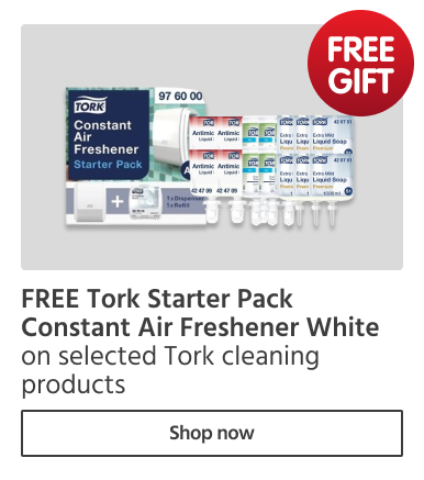 FREE Tork Starter Pack air freshnener on selected Tork cleaning products