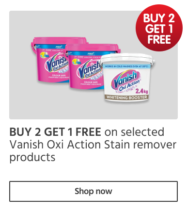 BUY 2 GET 1 FREE on selected Vanish Oxi Action