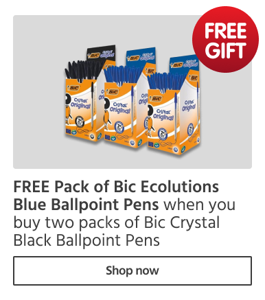 FREE pack of Bic pens when you buy Bic Crystal pens