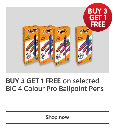 B3G1F on selected BIC 4 colour ballpoint pens
