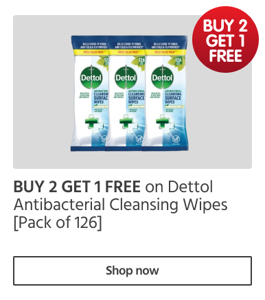 BUY 2 GET 1 FREE on Dettol Antibacterial Cleansing Wipes