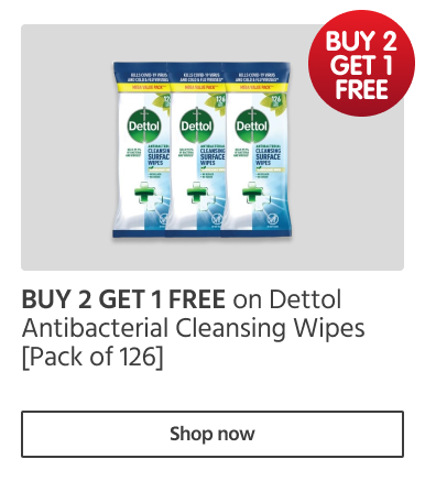 BUY 2 GET 1 FREE on Dettol Antibacterial Cleansing Wipes
