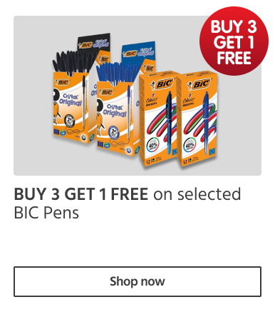 BUY 3 GET 1 FREE on selected BIC Pens