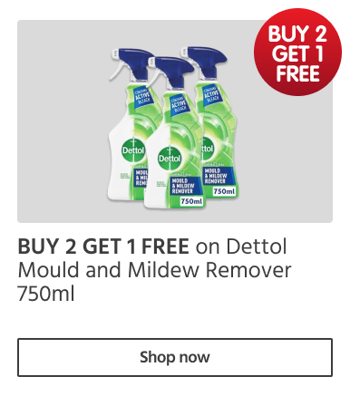 BUY 2 GET 1 FREE on Dettol Mould and Mildew Remover