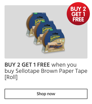 BUY 2 GET 1 FREE on Sellotape Brown Paper Tape